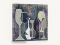 Midnight Wine Silhouettes, abstract wine glasses bottles kitchen, kitchen canvas wall art print ready to hang