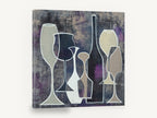 Midnight Wine Silhouettes, abstract wine glasses bottles kitchen, kitchen canvas wall art print ready to hang