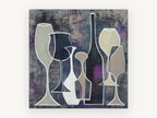Midnight Wine Silhouettes, kitchen canvas wall art print, front view