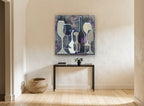 Midnight Wine Silhouettes kitchen canvas print on the wall of a hallway