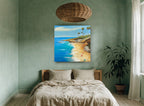 Palm Headland Cove coastal canvas print on the wall of a bedroom