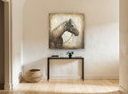 Bridled Horse Profile animal canvas print on the wall of a hallway