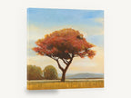 Russet Tree at Dusk, autumn tree landscape painting style, floral canvas wall art print ready to hang