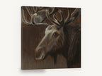 Brooding Bull Moose, moose portrait wall art painting, animal canvas wall art print ready to hang