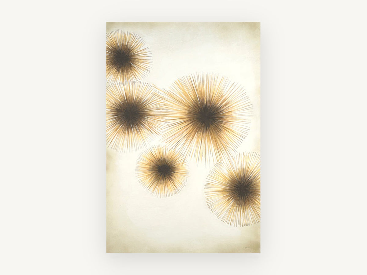 Golden Starburst Cluster, floral canvas wall art print, front view