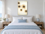 Golden Starburst Cluster floral canvas print on the wall of a coastal bedroom