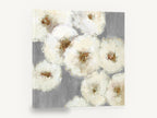 Ivory Blooms on Grey, white flowers grey background abstract, floral canvas wall art print ready to hang
