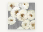 Ivory Blooms on Grey, floral canvas wall art print, front view