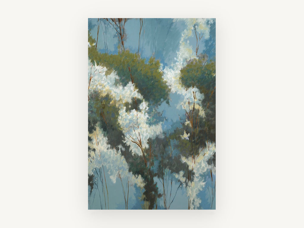 Blossom Canopy Blue, floral canvas wall art print, front view