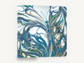 Teal Wing Swirl, abstract blue butterfly illustration, animal canvas wall art print ready to hang