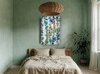 Hanging Jewel Vines floral canvas print on the wall of a bedroom
