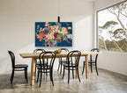 Midnight Bouquet Bloom floral canvas print on the wall of a dining room