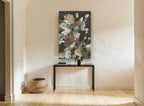 Dusk Bouquet Study floral canvas print on the wall of a hallway