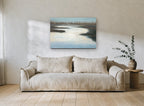 Quiet Marsh Channel landscape canvas print on the wall of a living room