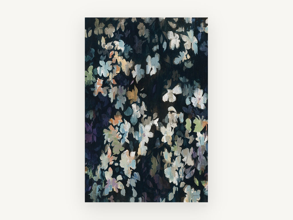 Midnight Petal Drift, floral canvas wall art print, front view