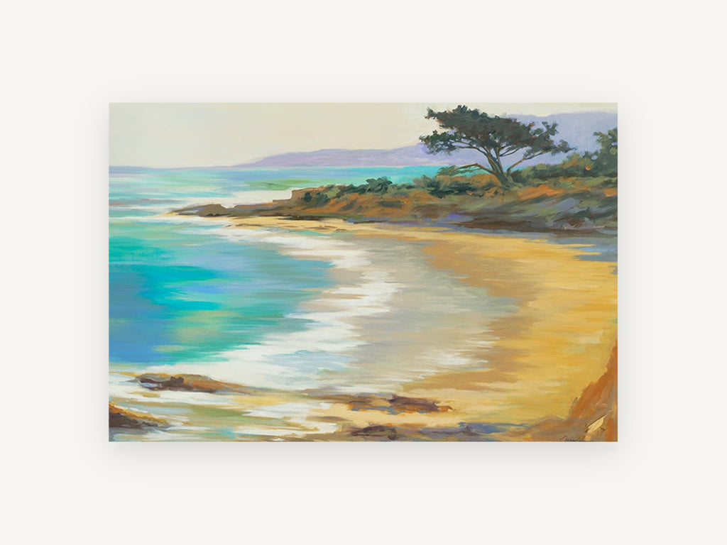 Golden Cove Shoreline, coastal canvas wall art print, front view