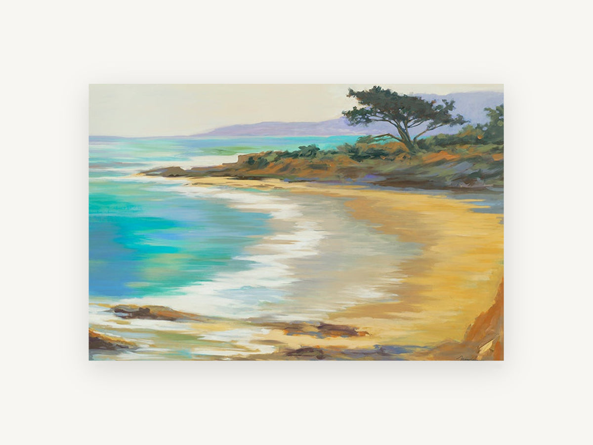 Golden Cove Shoreline, coastal canvas wall art print, front view