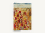 Poppies Beneath the Mesa, red poppy field abstract floral painting, floral canvas wall art print ready to hang