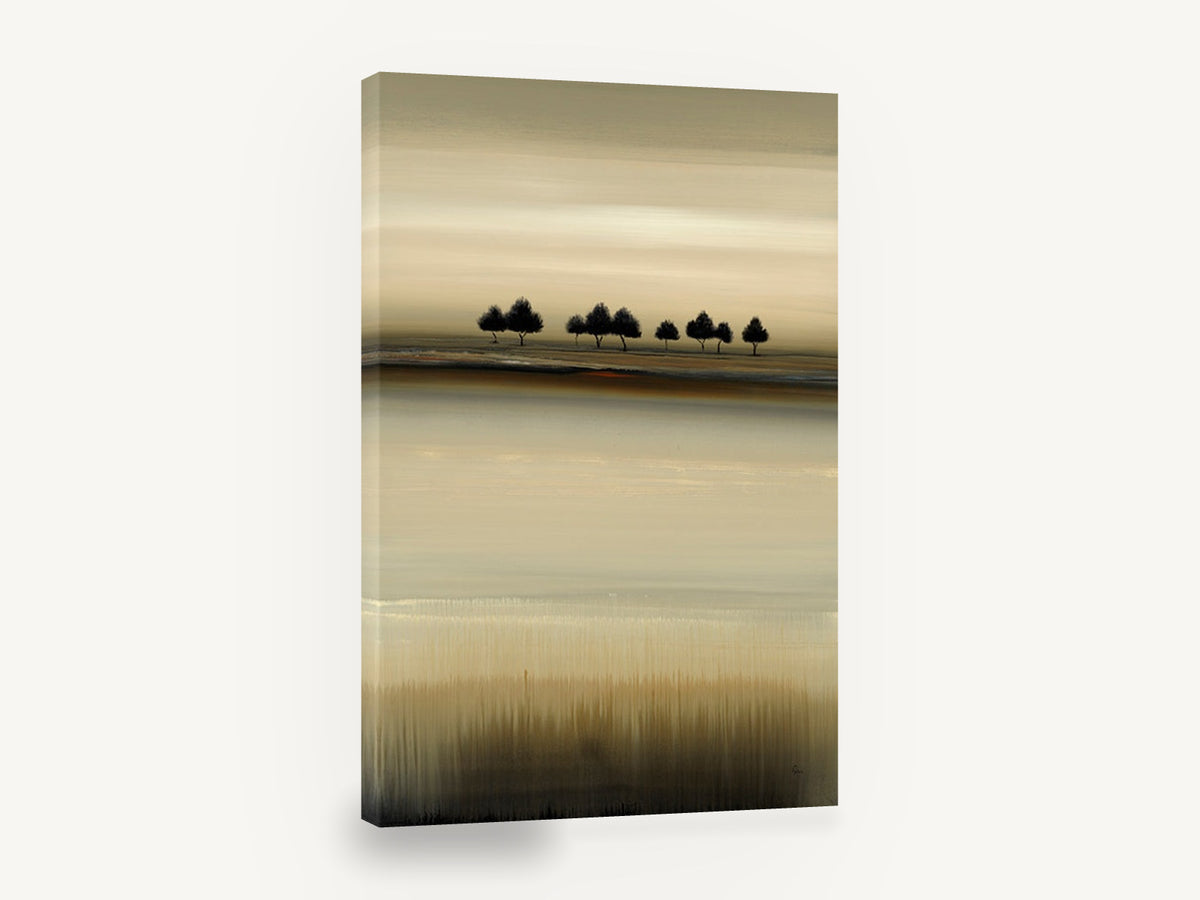 Quiet Treeline Horizon, neutral treeline abstract landscape, landscape canvas wall art print ready to hang