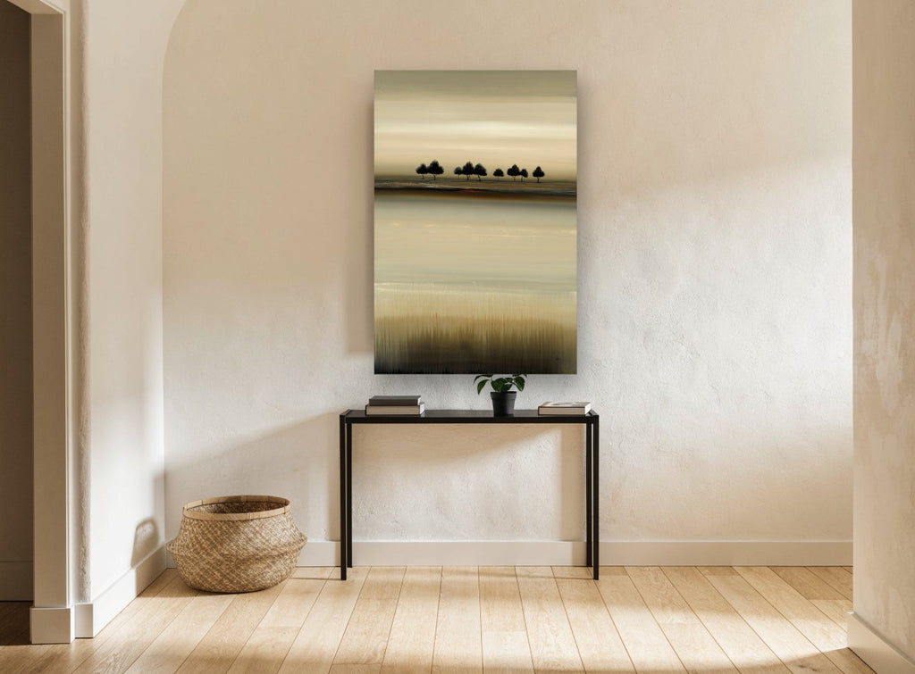Quiet Treeline Horizon landscape canvas print on the wall of a hallway