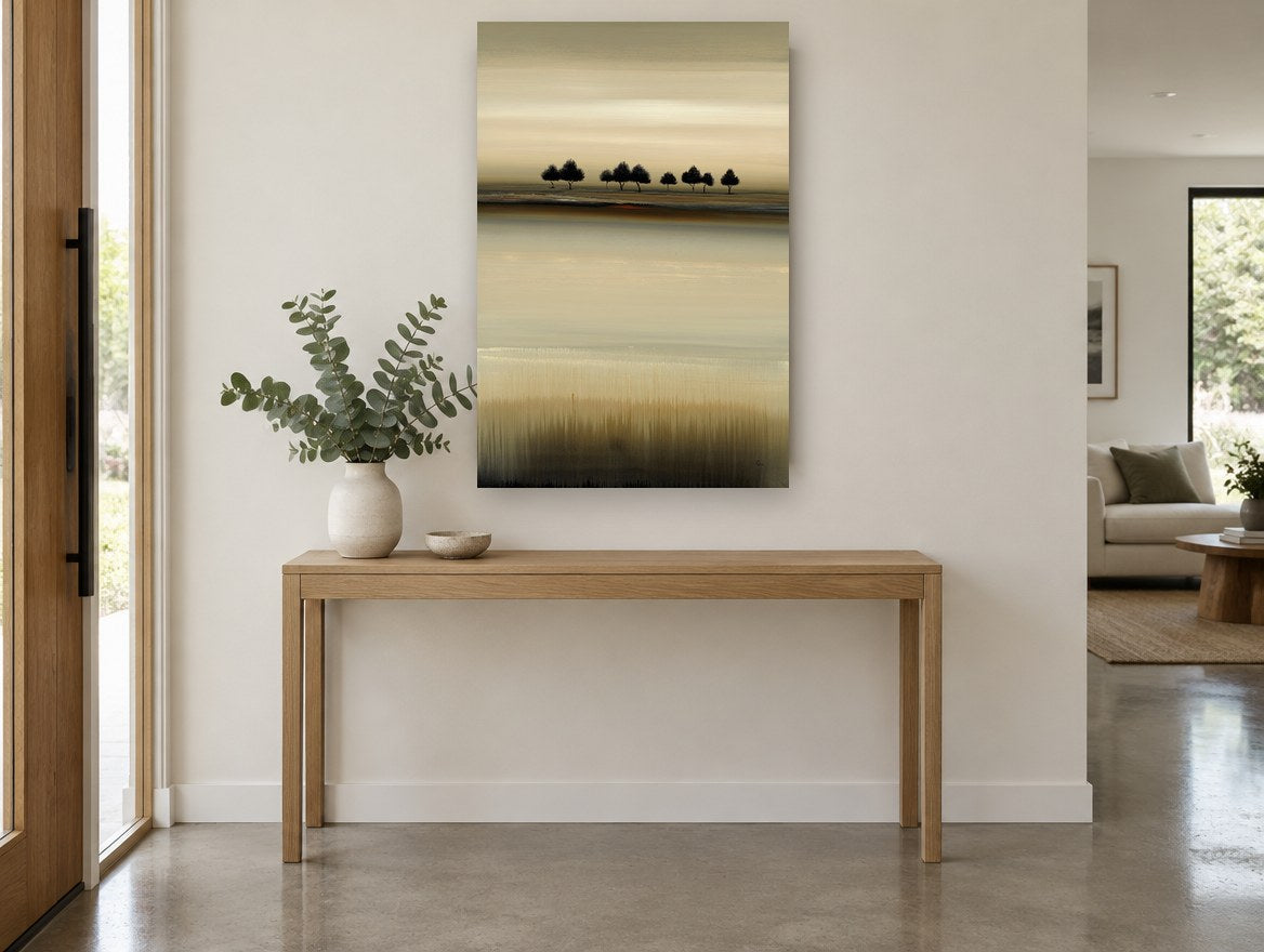 Quiet Treeline Horizon landscape canvas print on the wall of a entry hall