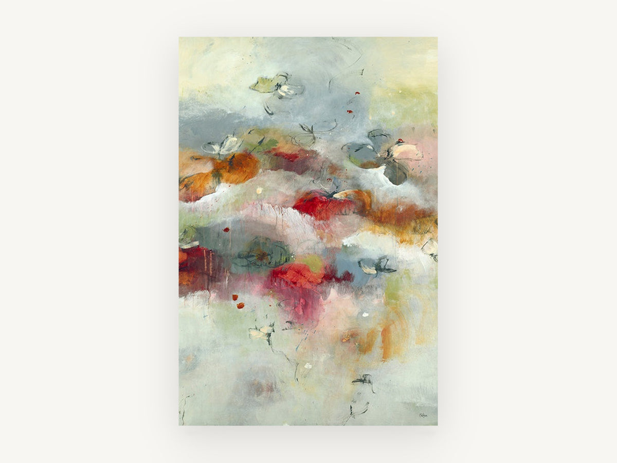 Drifting Poppy Haze, floral canvas wall art print, front view