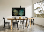 Teal Dusk Butterfly animal canvas print on the wall of a dining room
