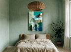Zebra Through the Falls animal canvas print on the wall of a bedroom