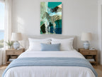Zebra Through the Falls animal canvas print on the wall of a bedroom