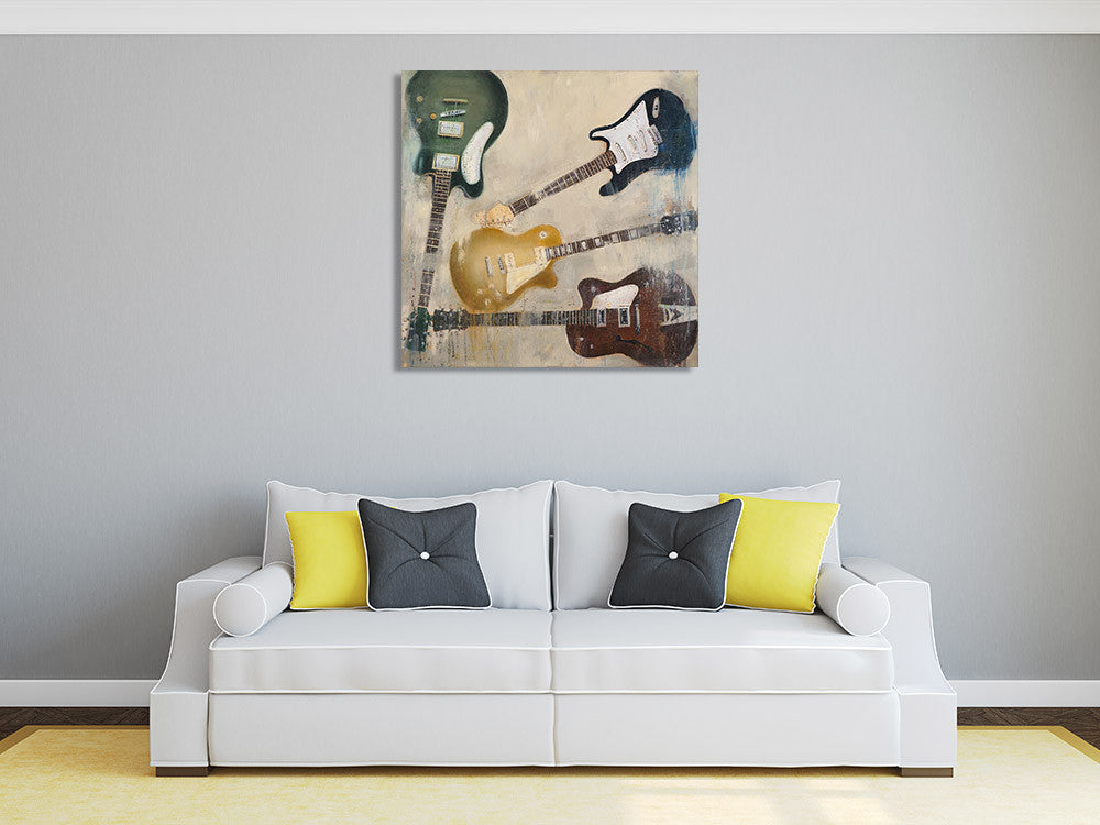 Old Electric Guitar Wall Art Print on the wall