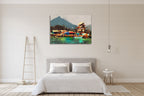 Old Fishing Village Wall Art Print on the wall