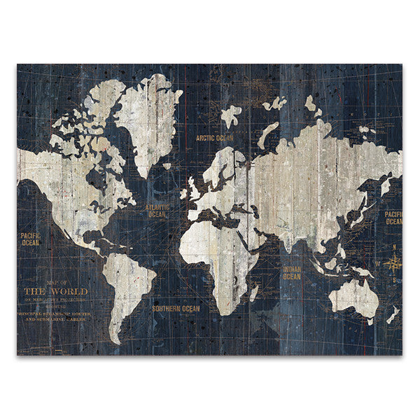 Old World Map Blue Wall Art Print
