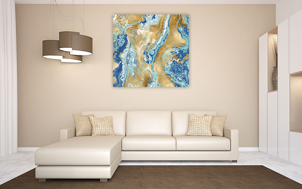 Onyx Aqua Wall Art Print on the wall