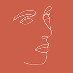 Orange Face Line Art Print