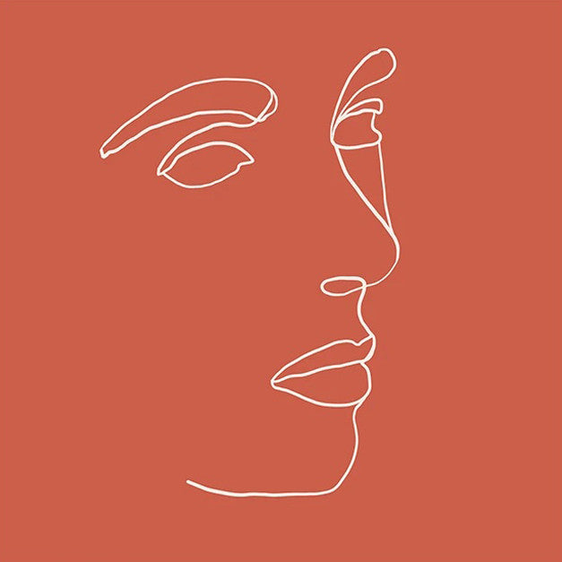 Orange Face Line Art Print