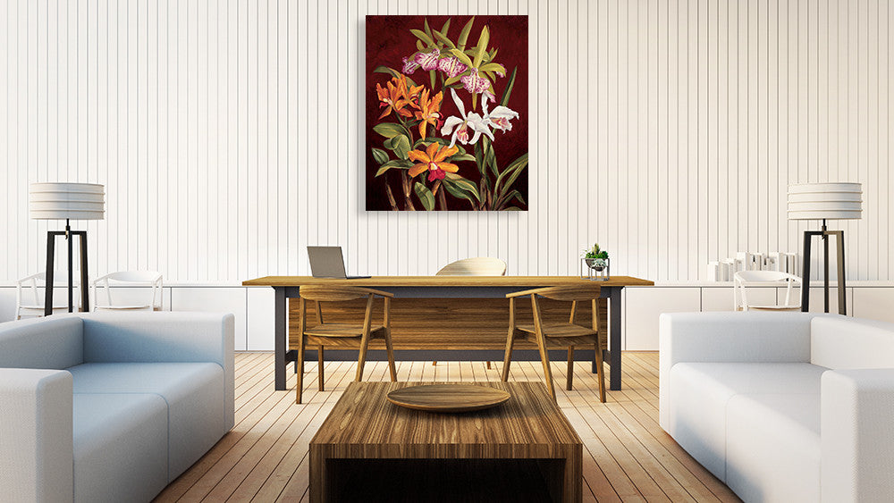 Orchid Trio II Wall Art Print on the wall