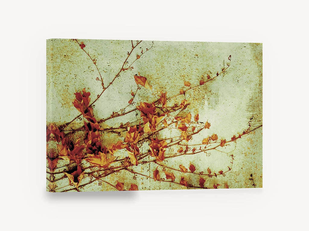 Autumn Vine Rust, autumn vine leaves textured botanical, floral canvas wall art print ready to hang