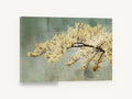 Cream Blossom Bough, cream blossom branch textured sage, floral canvas wall art print ready to hang
