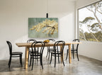 Cream Blossom Bough floral canvas print on the wall of a dining room