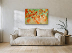 Autumn Maple Canopy floral canvas print on the wall of a living room