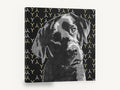 Pensive Black Lab, black labrador graphic portrait, animal canvas wall art print ready to hang