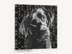 Pensive Black Lab, black labrador graphic portrait, animal canvas wall art print ready to hang