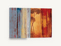Pines Between Colour Bands, abstract stone pine trees panels, floral canvas wall art print ready to hang