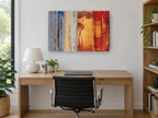 Pines Between Colour Bands floral canvas print on the wall of a study
