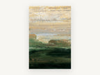 Dusk Over Green Hollow, abstract green landscape trees canvas, landscape canvas wall art print, front view