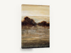 Sienna Water Dusk, dusk lake trees abstract landscape, landscape canvas wall art print ready to hang