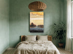 Amber Dusk Treeline landscape canvas print on the wall of a bedroom