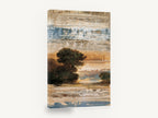 Weathered Dusk Grove, rustic tree landscape abstract painting, landscape canvas wall art print ready to hang
