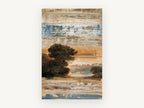 Weathered Dusk Grove, rustic tree landscape abstract painting, landscape canvas wall art print, front view