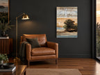 Weathered Plank Grove landscape canvas print on the wall of a charcoal living room